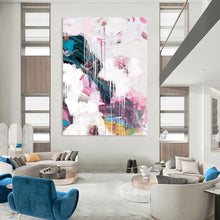Load image into Gallery viewer, Pastel Dream Cascade – Soft Pink, White, and Teal Dripping Abstract DTP192
