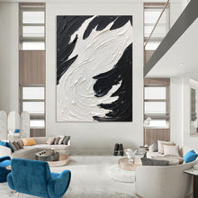 Load image into Gallery viewer, “Swirling Black &amp; White Impasto” – Thick black and white impasto, circular motion DTP398
