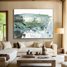 Load image into Gallery viewer, Green and Gray Abstract Fusion Abstract acrylic painting DLZ139
