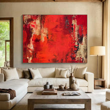 Load image into Gallery viewer, Bold Red Abstract Painting with Textured Layers for Dramatic Living Room &amp; Art - Themed Bar DKH296
