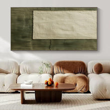 Load image into Gallery viewer, Large - Scale Hand - painted Linen and Ribbed Green Acrylic Art for Bohemian - Style Studies LargeART0219
