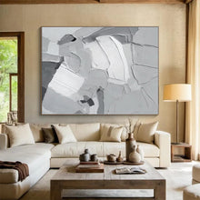 Load image into Gallery viewer, Oversized Gray - White Textured Abstract Acrylic Art for Studio &amp; Industrial Loft LargeART0407

