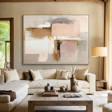 Load image into Gallery viewer, Custom Large Soft Pink and Beige Abstract - Great for Romantic Bedroom &amp; Feminine Boutique LargeART0759
