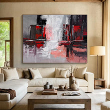 Load image into Gallery viewer, Red - Gray Urban Reflection Abstract Painting for Modern Office &amp; Industrial Loft DKH263
