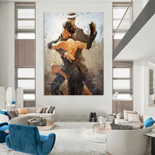 Load image into Gallery viewer, “Tango Dancers in Earth Tones” - Impressionistic Dance Art on Canvas DKH1636
