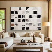 Load image into Gallery viewer, Monochrome Grid Abstract Art – Great for Industrial - Chic Loft &amp; Gallery - Style Hallway LargeART0676
