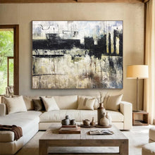 Load image into Gallery viewer, Monochrome Abstract Painting on Canvas - “Urban Textures” DKH717
