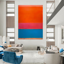 Load image into Gallery viewer, “Orange, Pink and Blue Color - Blocked Abstract” - Color - Field Abstract Art on Canvas DKH1604
