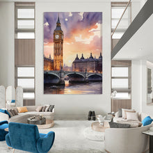 Load image into Gallery viewer, “Watercolor of Big Ben and Westminster” – Watercolor Cityscape with Evening Hues DTP091
