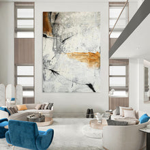 Load image into Gallery viewer, “Abstract Textured Grey &amp; Orange” - Modern Impasto Art on Canvas DKH1438
