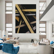 Load image into Gallery viewer, Gold &amp; Silver Abstract Geometry - Perfect for Luxury Bedroom &amp; Upscale Lounge LargeART2388
