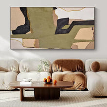 Load image into Gallery viewer, Oversized Hand - painted Earthy Tones Geometric Collage Acrylic Art for Bohemian - Modern Living Spaces LargeART0169
