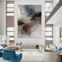 Load image into Gallery viewer, “Neutral - Gold Abstract Fusion” Abstract Painting on Canvas, Luxe Living Room Art DKH1017
