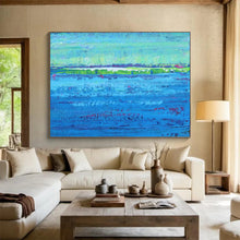Load image into Gallery viewer, Hand - painted Large - dimension Colorful Blue Landscape Acrylic Art for Vibrant Living Rooms LargeART1793
