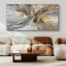 Load image into Gallery viewer, Gray &amp; Gold Circular Abstract Canvas Painting, Suited for Industrial - Chic Loft &amp; Modern Art Gallery LargeART1266
