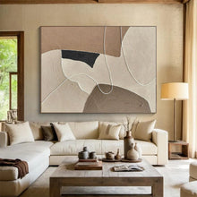 Load image into Gallery viewer, Beige and Brown Geometric with White Lines Acrylic Art - Ideal for Minimalist Living Room &amp; Modern Office LargeART0654
