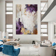 Load image into Gallery viewer, “Purple - Gold Abstract Elegance” Abstract Painting on Canvas, Sophisticated Art DKH1009
