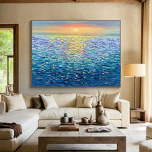Load image into Gallery viewer, Seaside Sunset “Vibrant Horizon” Painting on Canvas, Luminous Ocean Art DKH855
