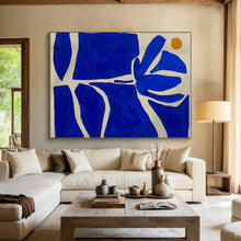 Load image into Gallery viewer, Blue - Orange Floral Abstraction Art for Coastal Bedroom &amp; Art Gallery LargeART0872
