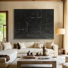 Load image into Gallery viewer, Large - Format Black - White Linear Abstract Art for Art Studio &amp; Modern Hallway LargeART0460
