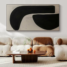 Load image into Gallery viewer, Bold Black and White Forms Abstract Canvas Painting, Suited for Industrial - Chic Loft &amp; Monochrome Dining Room LargeART1106
