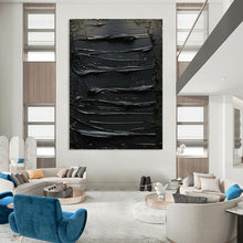 Load image into Gallery viewer, Monochromatic Black Textured Abstract - Fits Minimalist Bedroom &amp; Study LargeART2356
