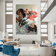 Load image into Gallery viewer, “Chinese Warrior on Horseback” - Oriental Figure Art on Canvas DKH1589
