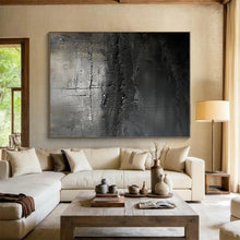 Load image into Gallery viewer, Black Textured Abstraction Art for Industrial Lounge &amp; Art Gallery LargeART0858
