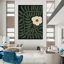 Load image into Gallery viewer, “Botanical Abstract” - Green, White, Brown Abstract Art on Canvas DKH1115
