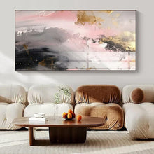 Load image into Gallery viewer, Pink, Gray &amp; Gold Abstract Dreamscape Canvas Painting, Perfect for Romantic Bedroom &amp; Luxury Spa Lounge LargeART1245
