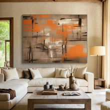 Load image into Gallery viewer, Orange - Gray Abstract Acrylic for Dining Room &amp; Creative Studio LargeART0816
