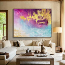 Load image into Gallery viewer, Purple, Gold &amp; Blue Abstract Painting - Perfect for Bohemian Bedroom &amp; Artistic Lounge DKH015
