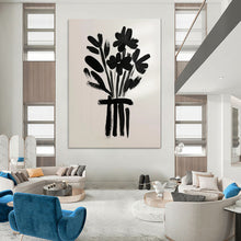 Load image into Gallery viewer, Minimalist Black - White Abstract Flower Art, Ideal for Contemporary Entryway &amp; Artistic Dining Area LargeART2042
