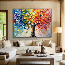 Load image into Gallery viewer, Colorful Palette “Rainbow Tree of Life” Painting on Canvas, Whimsical Wall Art DKH798
