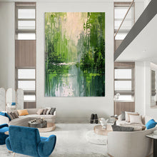 Load image into Gallery viewer, “Green Forest Reflection” - Impressionistic Abstract Acrylic, Great for Nature - Themed Living Room and Conservatory DTP002
