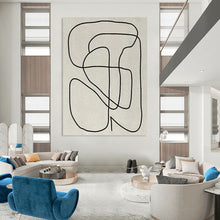Load image into Gallery viewer, “Continuous Line Abstraction” - Black, White Abstract Art on Canvas DKH1136

