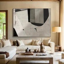 Load image into Gallery viewer, Gray - Black Geometric Collage Acrylic Art - Ideal for Industrial Art Gallery &amp; Modern Loft LargeART0558
