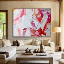 Load image into Gallery viewer, Pink &amp; White Abstract - Feminine Bedroom Art LargeART1585
