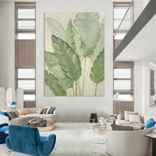 Load image into Gallery viewer, Textured Green Leaves Abstract Painting, Ideal for Modern Kitchen &amp; Bohemian Bathroom LargeART1876
