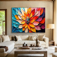 Load image into Gallery viewer, Hand - painted Oversized Colorful Layered Flower Acrylic Art for Elegant Bedrooms LargeART1766
