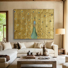 Load image into Gallery viewer, Ornate Peacock Painting on Canvas - “Golden Plumage” DKH740
