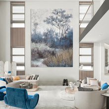 Load image into Gallery viewer, “Blue - Toned Forest Path” - Misty Woodland Landscape on Canvas DKH1458
