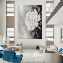 Load image into Gallery viewer, Gray &amp; White Floral Abstract Art, Perfect for Romantic Bedroom &amp; Sophisticated Dining Room LargeART2104
