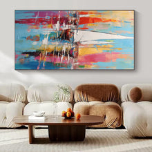Load image into Gallery viewer, Colorful Sailboat Abstract Canvas Painting, Ideal for Coastal Living Room &amp; Nautical - Themed Café LargeART1278
