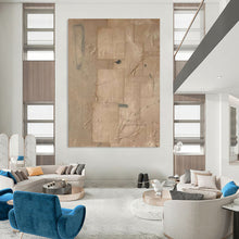 Load image into Gallery viewer, “Beige Collage with Twigs” – Textured beige squares, incorporating twigs and small objects. DTP336
