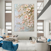 Load image into Gallery viewer, Textured Pink &amp; White Floral Abstract Painting, Ideal for Romantic Bedroom &amp; Charming Tea Room LargeART2073
