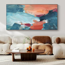 Load image into Gallery viewer, Large - Format Hand - painted Coral &amp; Teal Abstract Acrylic Art for Bohemian - Style Dining Rooms LargeART0180
