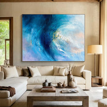 Load image into Gallery viewer, Blue Abstract Vortex Art – Great for Coastal - themed Living Room &amp; Creative Conference Room LargeART0683
