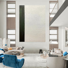 Load image into Gallery viewer, “Textured Script and Green Panel” - Green, White Abstract Art on Canvas DKH1181
