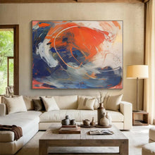 Load image into Gallery viewer, Orange - Blue - White Swirl Art for Energetic Game Room &amp; Creative Studio LargeART0843
